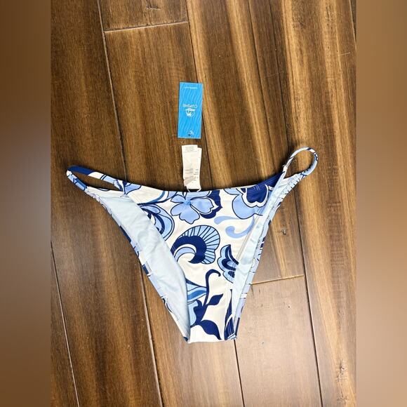 NWT Cupshe Trippy Blossoms Floral Swirl Bikini Bottom size L blue Art - Picture 4 of 8